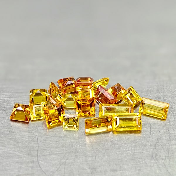 Natural Orange Yellow Sapphire 1.78 Ct. 19 Pcs Mixed Shape 4.1 x 2 Mm Gemstones From Tanzania (1 of 3)