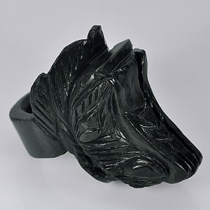 Natural Black Green Jade 212.39 Ct. Dragon Shape Ring Size 10 Gemstone From Thailand (1 of 3)