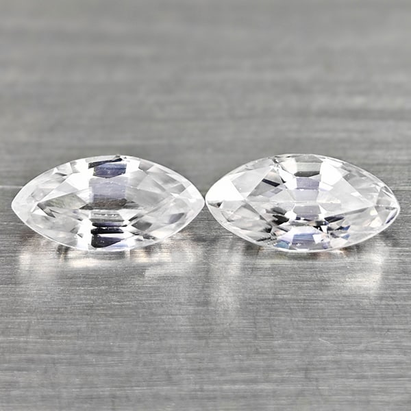 Natural White Zircon 1.65 Ct. 2 Pcs. Marquise Shape 7.2 x 3.6 Mm Gemstones From Cambodia: Product ID: 807742935 Product Name: Natural Zircon Weight: 1.38 CT. Size: 7.2 x 3.6 x 2.9 MM. Shape: Marquise Color: White Clarity:VSI Luster: Good Gems Origin: Cambodia Treatment: Heated Crystal Stru