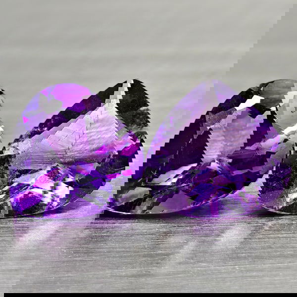 Natural Purple Amethyst 1.25 Ct. 2 Pcs Heart Shape 6.2 Mm Gemstones From Brazil (1 of 3)
