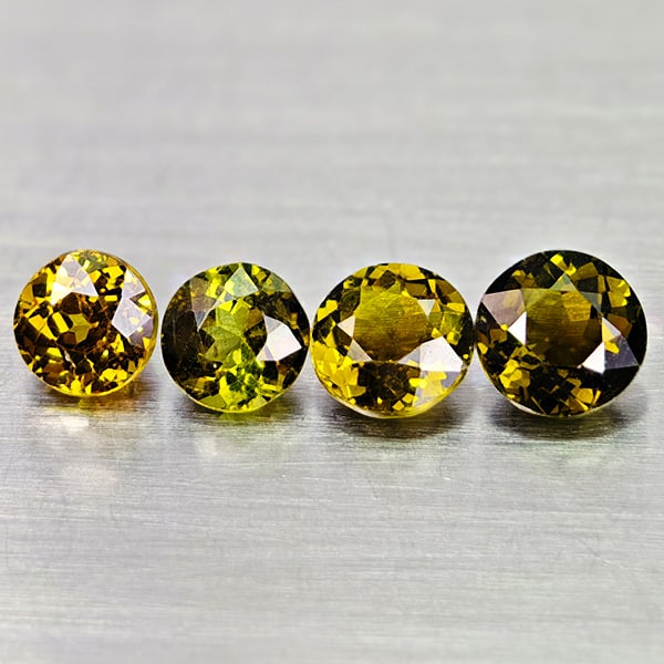 Natural Party Color Green Tourmaline 1.45 Ct. 4 Pcs Round Shape Mixed Size Gemstones From Nigeria (1 of 3)