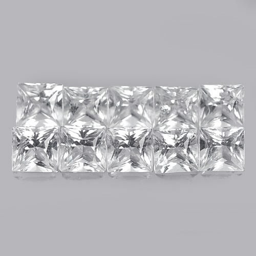 Natural White Topaz 4.00 Ct. 10 Pcs Square Princess Cut 3.9 Mm. Gemstones From Brazil (1 of 3)