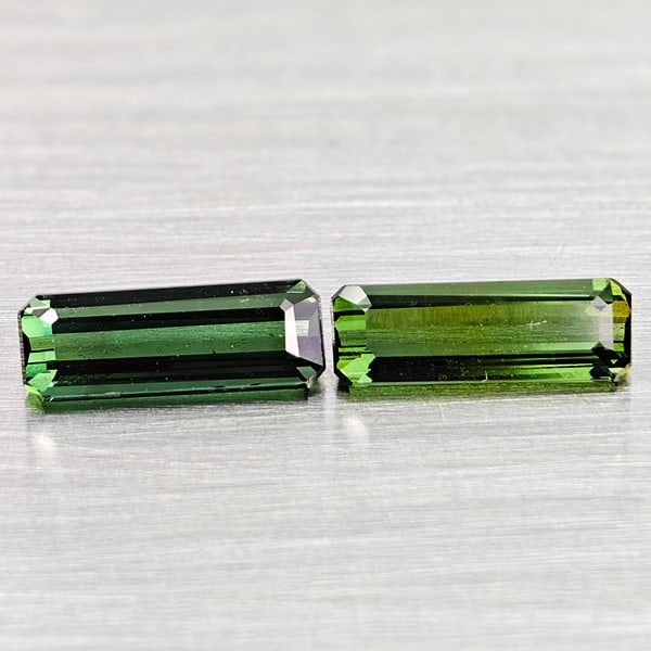 Natural Green Tourmaline 1.04 Ct. 2 Pcs Ocatgon Shape 8 x 2.9 Mm Gemstones From Nigeria (1 of 3)
