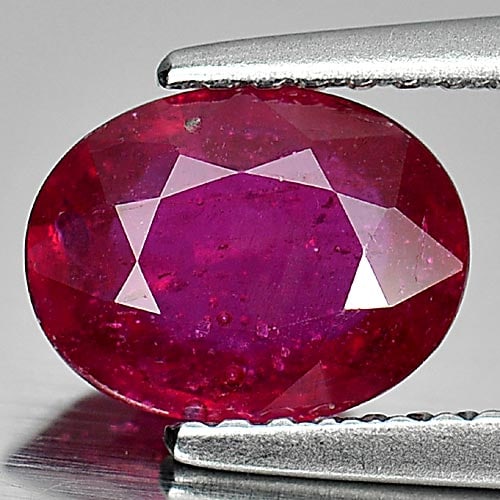 Natural Purplish Red Ruby 1.54 Ct. Oval Shape 8.1 x 6.2 Mm. Gemstone From Mozambique (1 of 3)