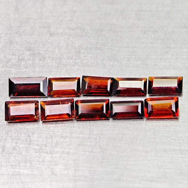 Natural Orangish Red Garnet 3.03 Ct. 10 Pcs Baguette Shape 5.9 x 3 Mm Gemstones From Tanzania: Product ID: 802936477 Product Name: Natural Red Garnet Weight: 3.03 CT. Size: 5.9 x 3 x 2.9 MM. Shape: Baguette Color: Orangish Red Clarity:VSI Luster: Very Good Gems Origin: Tanzania Treatment: Unhea