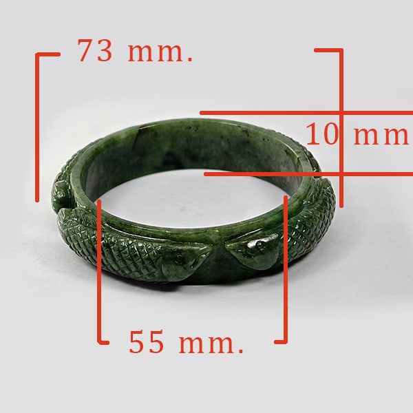Natural Genuine Burmese Jade 275.00 Ct. Bangle Diameter Size 73 x 55 x 10 Mm. Gemstone From Burma: Product ID: 818102669 Product Name: Natural Gemstones Weight: 350.00 CT. Size: 73 x 55 x 10 MM. Shape: Round Carving Color: Green Clarity:Opaque Luster: Good Gems Origin: Burma Treatment: Unheated Cry