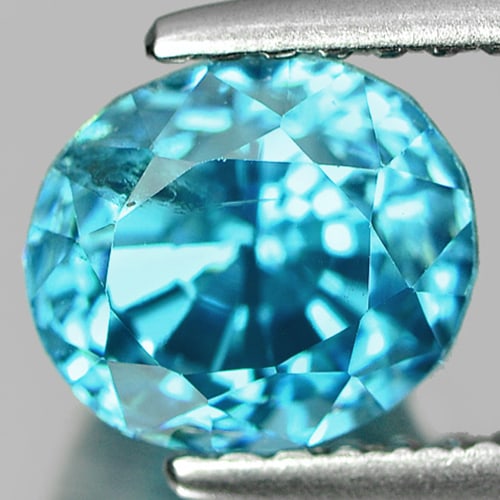 Blue Zircon 2.55 Ct. Oval Shape 7.1 x 6.2 x 5.8 Mm. Natural Gemstone From Cambodia (1 of 3)