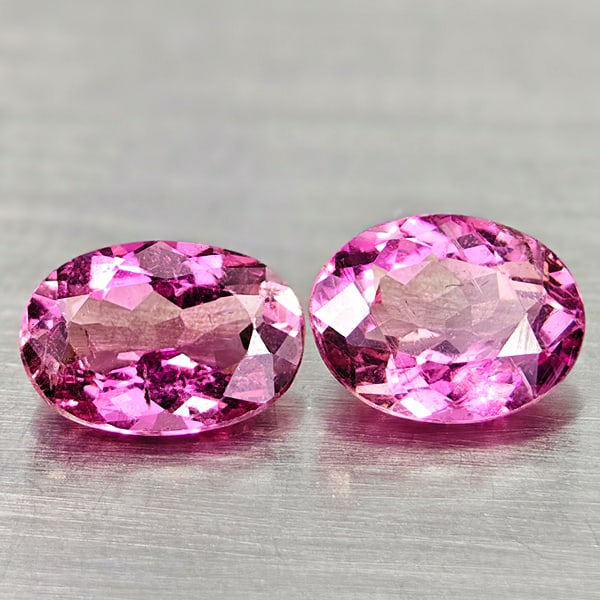 Natural Pink Tourmaline 1.15 Ct. 2 Pcs Oval Shape 6.4 x 4.5 Mm Gemstones From Nigeria (1 of 3)