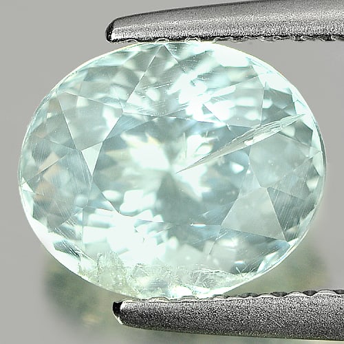 Natural Light Blue Aquamarine 2.13 Ct. Oval Shape 8.7 x 7.4 Mm. Gemstone From Brazil (1 of 3)