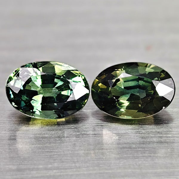 Natural Green Songea Sapphire 1.25 Ct. 2 Pcs Oval Shape 6.4 x 4.8 Mm Gemstones From Tanzania (1 of 3)