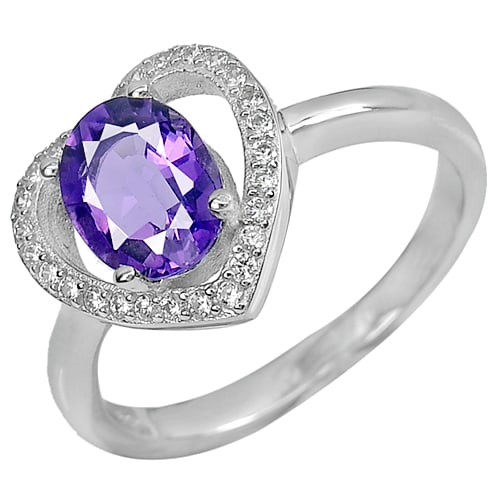 Natural Purple  Amethyst Real 925 Sterling Silver 3.66 Grams Ring Size 8 (1 of 3)