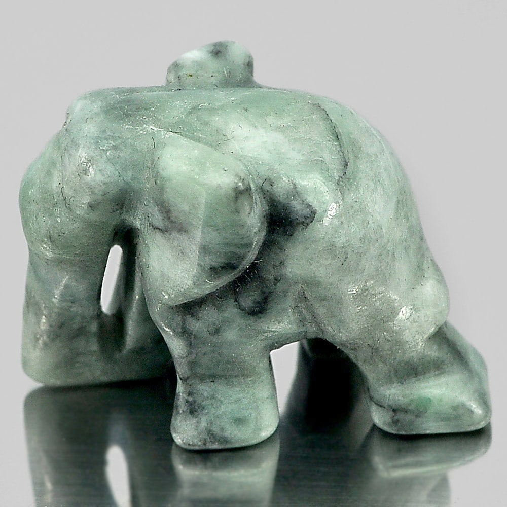Natural Green Jade 49.38 Ct. Elephant Carving 25 x 18 x 15 Mm. Gemstone Unheated: Product ID: 819813047 Product Name: Natural Jade Weight: 49.38 CT. Size: 25 x 18 x 15 MM. Shape: Elephant Carving Color: Green Clarity:Opaque Luster: Good Gems Origin: Thailand Treatment: Unheated Cry