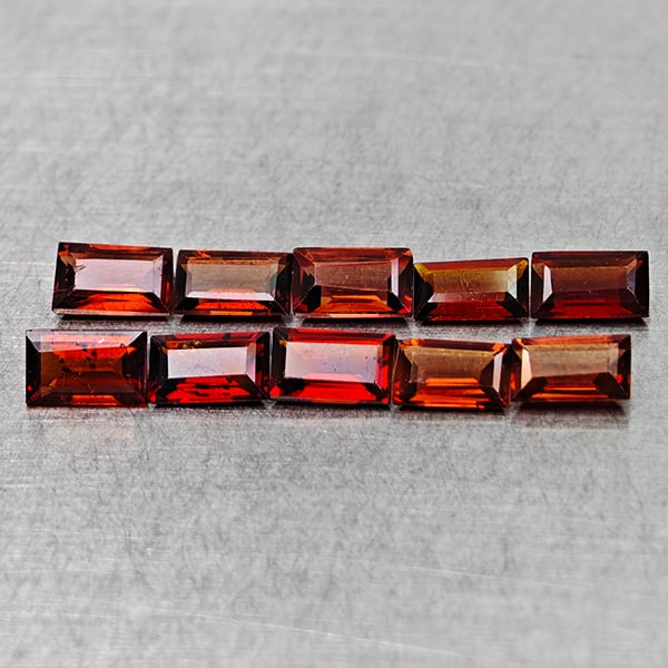 Natural Orangish Red Garnet 2.73 Ct. 10 Pcs Baguette Shape 4.8 x 2.9 Mm Gemstones From Tanzania: Product ID: 802936512 Product Name: Natural Red Garnet Weight: 2.73 CT. Size: 4.8 x 2.9 x 1.6 MM. Shape: Baguette Color: Orangish Red Clarity:VSI Luster: Very Good Gems Origin: Tanzania Treatment: Unh