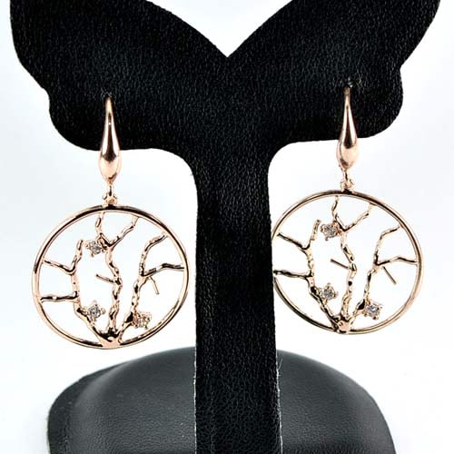 2.93 Grams Circle Design with With Cz Real 70 Sterling Silver Rose Gold Plated: Product ID: 205101121 Product Type: 925 Sterling Silver Fine Jewelry Jewelry Weight: 2.93 Grams. Gemstones Color: Pink Metal: Solid Silver 92.5%. Gemstone Detail: About 2.93 Grams Additional: Round Wh