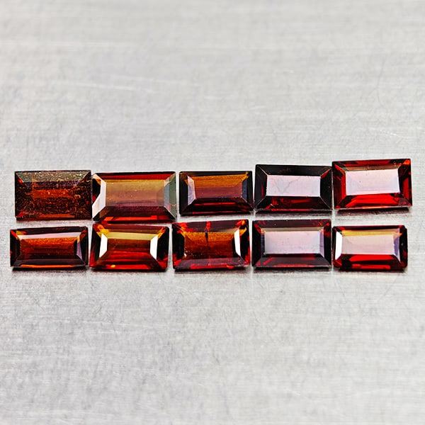 Natural Orangish Red Garnet 2.66 Ct. 10 Pcs Baguette Shape 5.1 x 3.1 Mm Gemstones From Tanzania (1 of 3)
