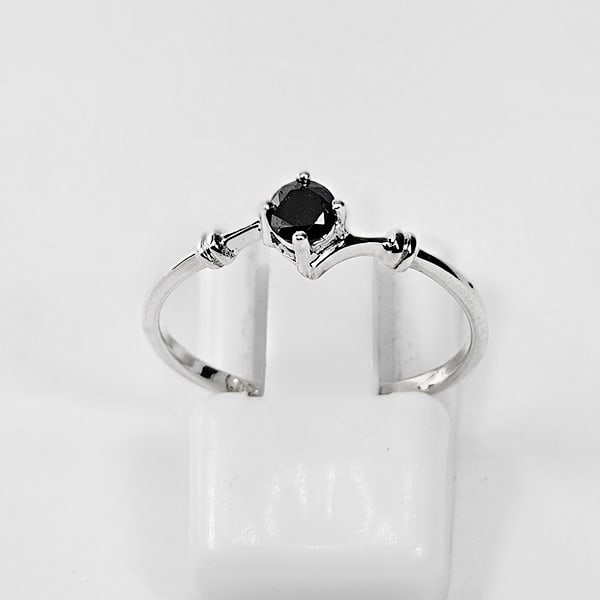 Natural Black Diamond 925 Sterling Silver Ring Jewelry 0.92 Grams 0.22 Ct. Size 6.5 (1 of 3)