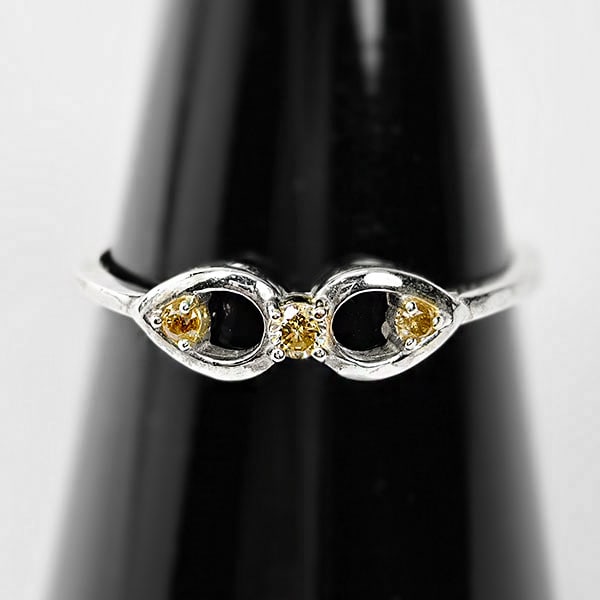 Natural Champagne Diamond 925 Sterling Silver Ring Jewelry 1.01 Grams 0.08 Ct. Size 6 (1 of 3)