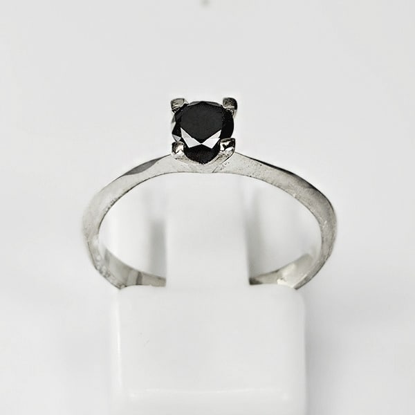 Natural Black Diamond 925 Sterling Silver Ring Jewelry 1.29 Grams 0.42 Ct. Size 6 (1 of 3)
