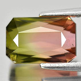 Natural Bi Color Tourmaline 3.36 Ct. VVS Octagon Shape 9.8 x 6.5 Mm. Gemstone From Nigeria (1 of 3)