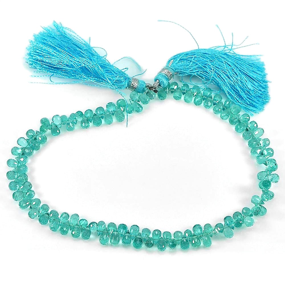 Natural Paraiba Color Apatite Beads 66.10 Ct. VVS Unheated Gemstones Length 10 Inch. (1 of 3)