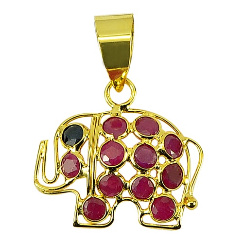 Natural Purplish Red Ruby and Sapphire 18k Yellow Gold Pendant Jewelry 0.38 G. (1 of 3)