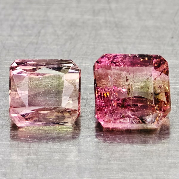 Natural Party Color Pink Tourmaline 0.95 Ct. 2 Pcs Octagon Shape Gemstones From Nigeria (1 of 3)