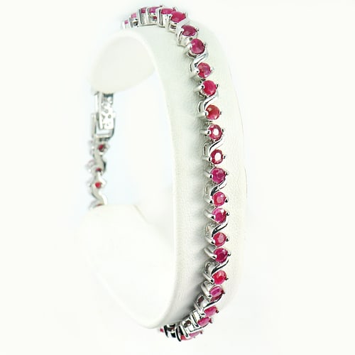 Natural Red Ruby 925 Sterling Silver Bracelet Jewelry 13.85 Grams Length 7.5 Inch. (1 of 3)