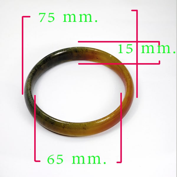 Natural Multi-Color Jade 172.01 Ct. Round Bangle 75 x 65 x 15 Mm Gemstone: Product ID: 819815920 Product Name: Natural Jade Weight: 172.01 CT. Size: 75 x 65 x 15 MM. Shape: Round Color: Multi-Color Clarity:Opaque Luster: Good Gems Origin: China Treatment: Unheated Crystal St