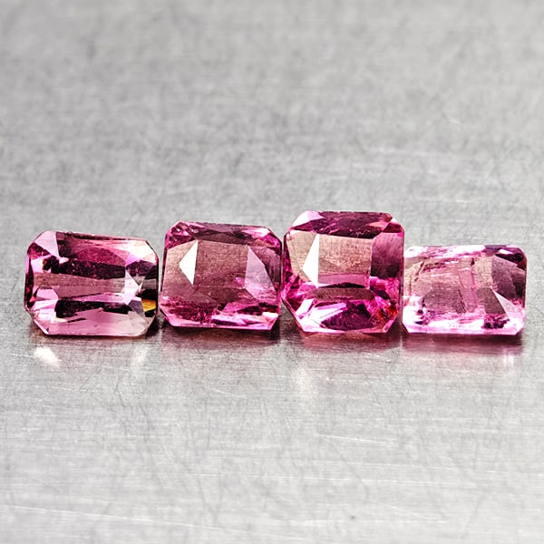 Natural Party Color Pink Tourmaline 2.00 Ct. 4 Pcs Octagon Shape Gemstones From Nigeria (1 of 3)