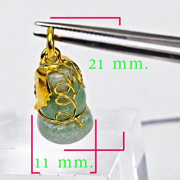 Natural Green Jade 20.62 Ct. Calabash Carving Pendant Size 22 x 11 Mm.: Product ID: 819814412 Product Name: Natural Jade Weight: 20.62 CT. Size: 21 x 11 MM. Shape: Calabash Color: Multi-Color Clarity:Opaque Luster: Good Gems Origin: Thailand Treatment: Unheated Crystal St