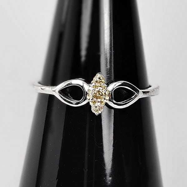 Natural Champagne Diamond 0.07 Ct. 925 Sterling Silver Ring Jewelry 1.03 Grams Size 6 (1 of 3)