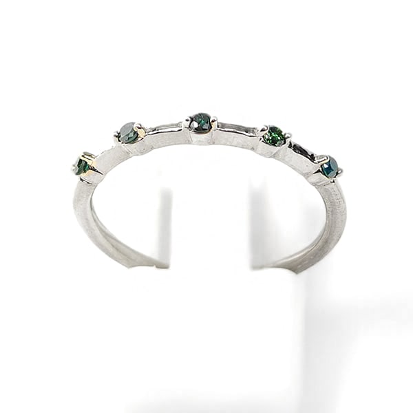 Natural Blue Green Diamond 925 Sterling Silver Ring Jewelry 1.29 Grams 0.12 Ct. Size 7 (1 of 3)