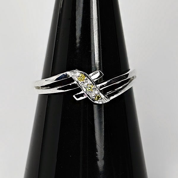 Natural Champagne Diamond 0.02 Ct. 925 Sterling Silver Ring Jewelry 1.30 Grams Size 6 (1 of 3)
