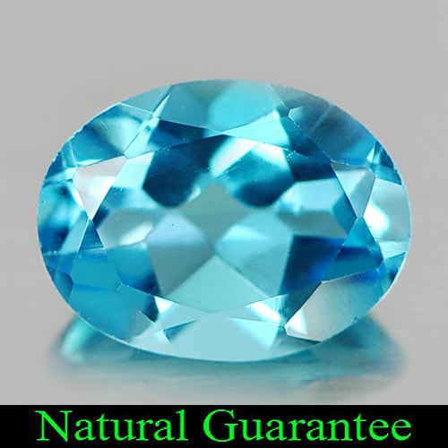 Natural Swiss Blue Topaz 1.39 Ct. Oval Shape 7.9 x 6 Mm Gemstone From Brazil: Product ID: 807161822 Product Name: Natural Blue Topaz Weight: 1.39 CT. Size: 7.9 x 6 x 3.8 MM. Shape: Oval Color: Swiss Blue Clarity:VVS Luster: Good Gems Origin: Brazil Treatment: Treated Crystal St