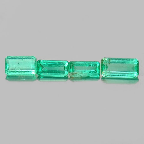 Natural Green Emerald 0.72 Ct. Octagon Shape 4 Pcs. Gemstones Unheated From Columbia (1 of 3)