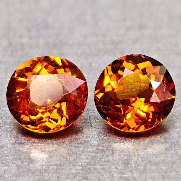 Natural Orange Red Spessartine Garnet 1.17 Ct. 2 Pcs Round Shape 4.8 Mm Gemstones From Tanzania: Product ID: 802936483 Product Name: Natural Spessartine Weight: 1.17 CT. Size: 4.8 x 4.8 x 2.9 MM. Shape: Round Color: Orangish Red Clarity:VSI Luster: Very Good Gems Origin: Tanzania Treatment: Unhea