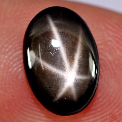 Natural Black Star Sapphire 6 Rays 4.44 Ct. Oval Cabochon Shape 11.5 x 8 Mm. Gemstone From Thailand: Product ID: 806133877 Product Name: Natural Star Sapphire Weight: 4.44 CT. Size: 11.5 x 8 x 4.2 MM. Shape: Oval Cabochon Color: Black Clarity:Opaque Luster: Good 6 Rays Star Gems Origin: Thailand Trea