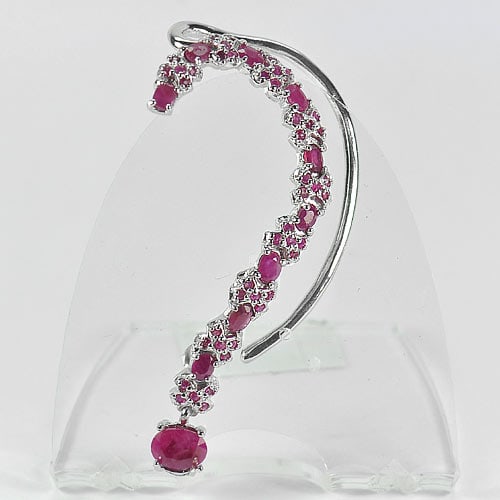 Natural Red Pink Ruby 925 Sterling Silver Jewelry Clip Earring Unilateral 15.00 G. (1 of 3)
