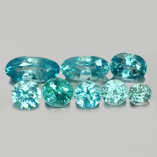 Natural Blue Zircon 5.43 Ct. 8 Pcs Mixed Shape Gemstone From Cambodia (1 of 3)
