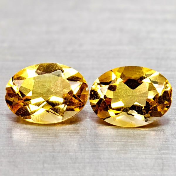 Natural Yellow Citrine 2.03 Ct. 2 Pcs Clean Oval Shape 8 x 6 Mm. Gemstone From Brazil: Product ID: 801815096 Product Name: Natural Citrine Weight: 2.03 CT. Size: 8 x 6 x 3.9 MM. Shape: Oval Color: Yellow Clarity:IF Luster: Good Gems Origin: Brazil Treatment: Unheated Crystal Structure: 
