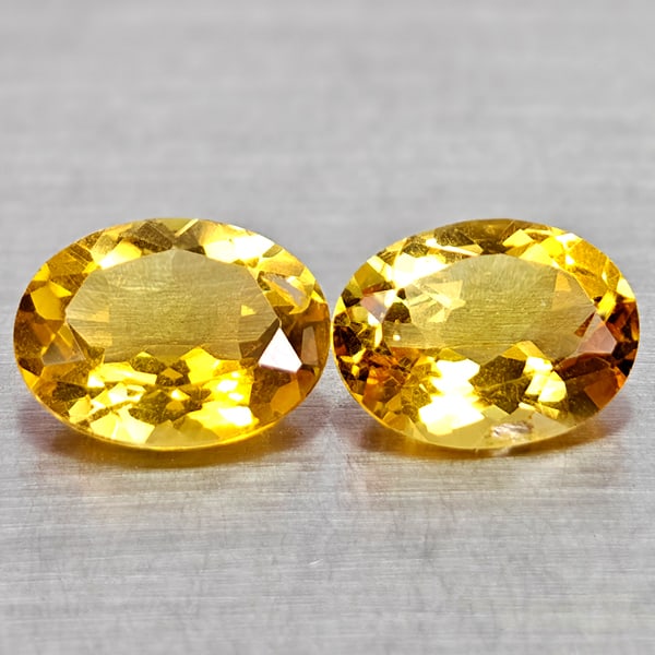 Natural Yellow Citrine 2.86 Ct. 2 Pcs Clean Oval Shape 9 x 6.9 Mm. Gemstones From Brazil: Product ID: 801815109 Product Name: Natural Citrine Weight: 2.86 CT. Size: 9 x 6.9 x 4.1 MM. Shape: Oval Color: Yellow Clarity:IF Luster: Good Gems Origin: Brazil Treatment: Unheated Crystal Structure