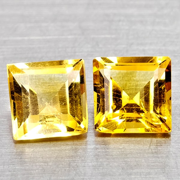 Natural Yellow Citrine 1.96 Ct 2 Pcs Square Princess Cut 6.2 Mm Gemstones From Brazil: Product ID: 801815080 Product Name: Natural Citrine Weight: 1.96 CT. Size: 6.2 x 6.2 x 4.5 MM. Shape: Square Princess Cut Color: Yellow Clarity:IF Luster: Good Gems Origin: Brazil Treatment: Unheated 