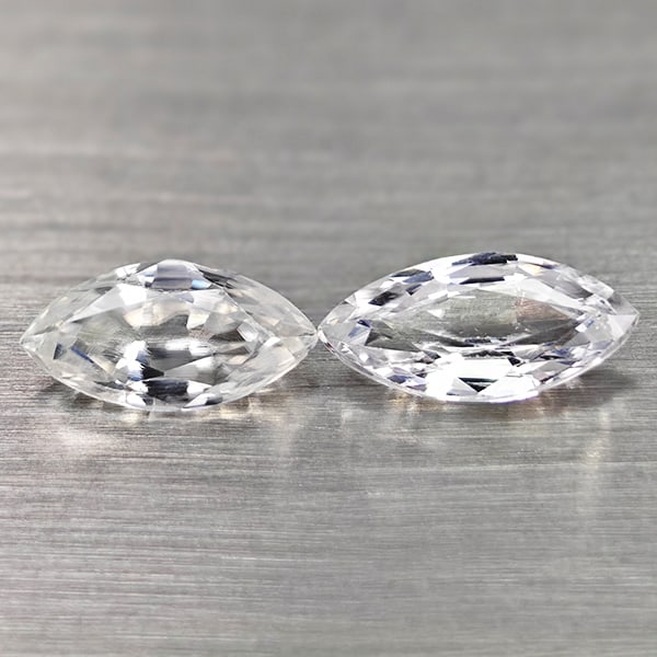 Natural White Zircon 1.49 Ct. 2 Pcs. Marquise Shape 8 x 4 Mm Gemstones From Cambodia: Product ID: 807742946 Product Name: Natural Zircon Weight: 1.49 CT. Size: 8 x 4 x 2.4 MM. Shape: Marquise Color: White Clarity:VSI Luster: Good Gems Origin: Cambodia Treatment: Heated Crystal Structur