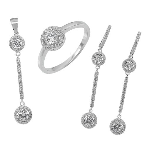 925 Sterling Silver Jewelry Sets 10.25 G. Earrings Pendant Ring Size 8 with CZ (1 of 3)