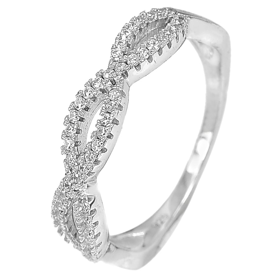 925 Sterling Silver Ring Jewelry with CZ 2.26 G. Size 7 Beautiful Design (1 of 3)