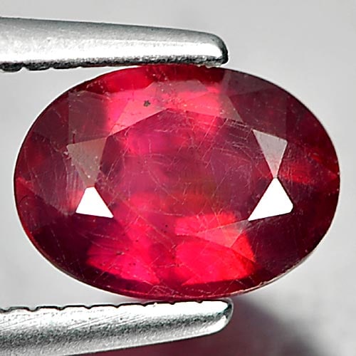 Natural Pinkish Red Ruby 1.22 Ct. Oval Shape 7.1 x 5.1 Mm. Gemstone From Madagascar (1 of 3)
