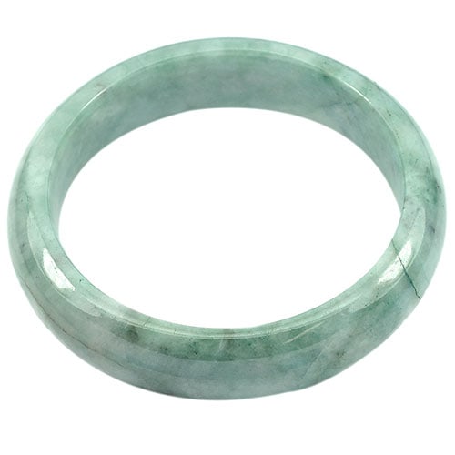 Natural Green Jade Bangle 430.64 Ct. Unheated Gemstone Size 78 x 62 x 16 Mm.: Product ID: 819813537 Product Name: Natural Jade Weight: 430.64 CT. Size: 78 x 62 x 16 MM. Shape: Round Color: Green Clarity:Opaque Luster: Good Gems Origin: Thailand Treatment: Unheated Crystal Struc