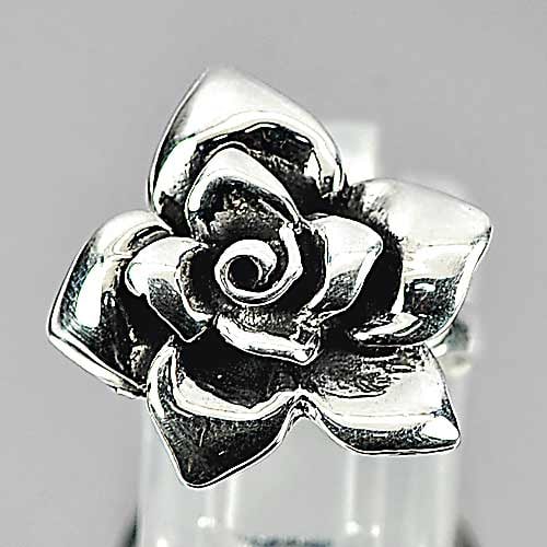 925 Sterling Silver Ring Jewelry 5.32 Grams Beautiful Flower Design Size 6.5 (1 of 3)