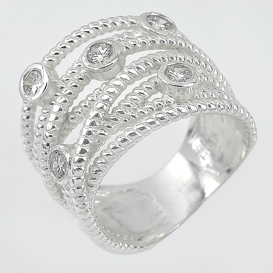925 Sterling Silver Ring Jewelry Size 7 Modern Design 7.96 Grams: Product ID: 280310022 Product Name: Sterling Silver Ring Product Type: 925 Sterling Silver Fine Jewelry Jewelry Weight: 7.96 Grams. Ring Size: 8 Resizable(Fee) Gemstones Color: White Metal: Solid Silv