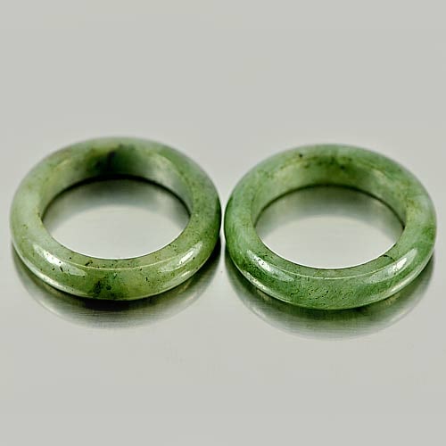 Natural Green Jade Ring 22.79 Ct. 2 Pcs. Gemstone From Thailand: Product ID: 819810670 Product Name: Natural Jade Weight: 22.79 CT. Size: 22 x 4 MM. Shape: Round Color: Green Clarity:Opaque Luster: Good Gems Origin: Thailand Treatment: Unheated Crystal Structure: T